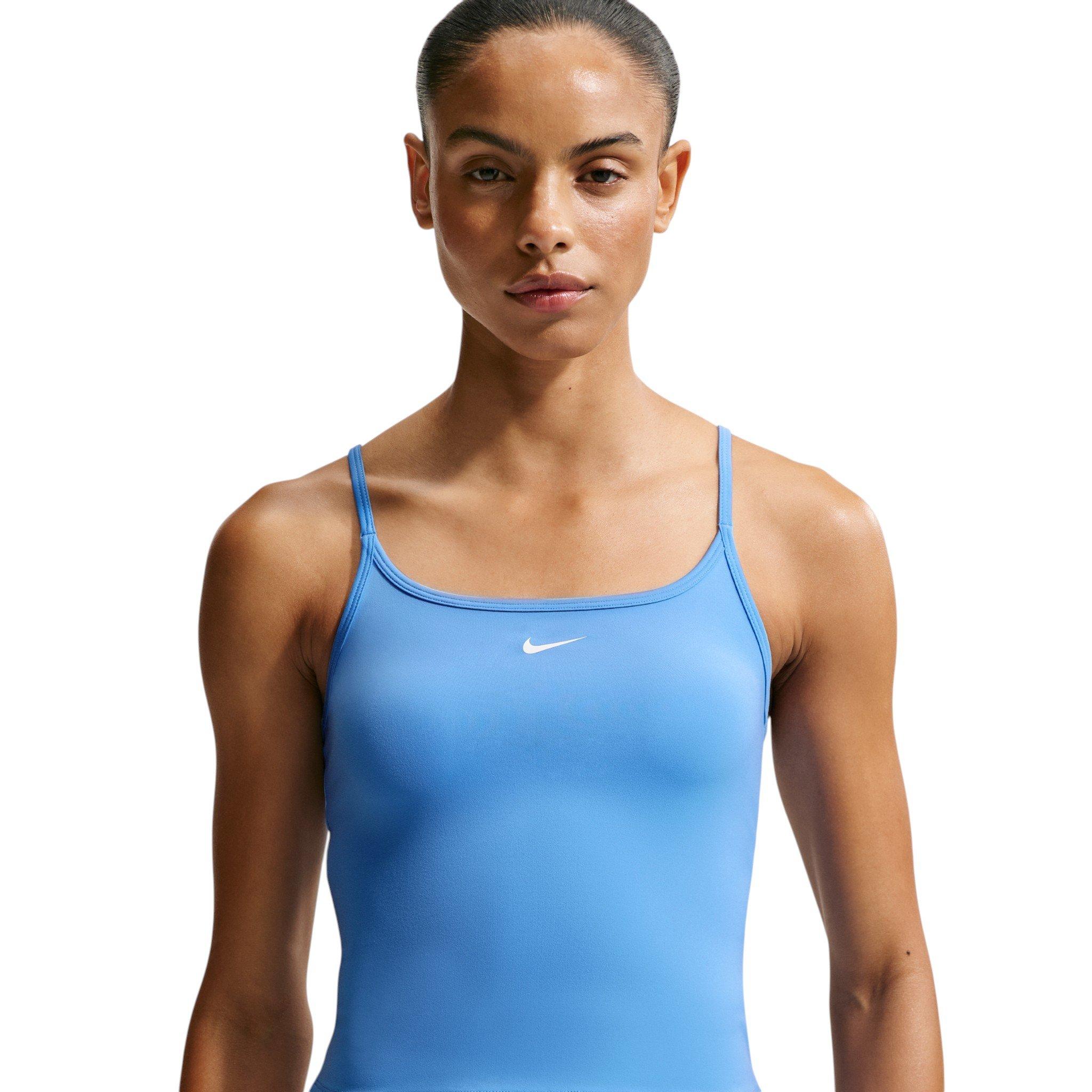 Nike Women's One Fitted Dri-FIT Cami Tank Top - Carolina Blue/White - CAROLINA BLUE/WHITE